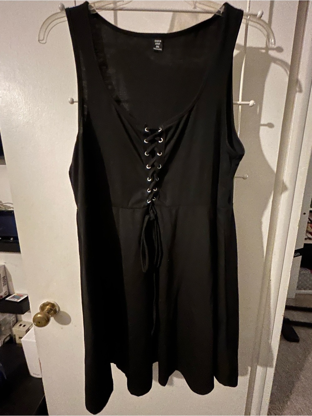 Black Lace-Up A-Line Dress